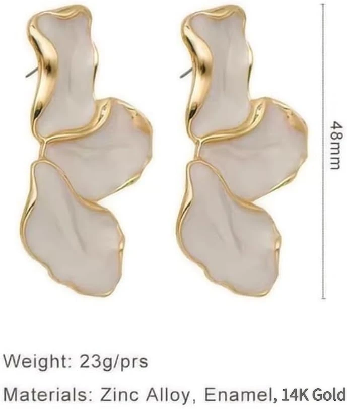 Cefiri Gold Plated Irregular Petal Earring For Women Unique Statement Flower Dangle Earrings Trendy Jewelry Gift thumbnail 2