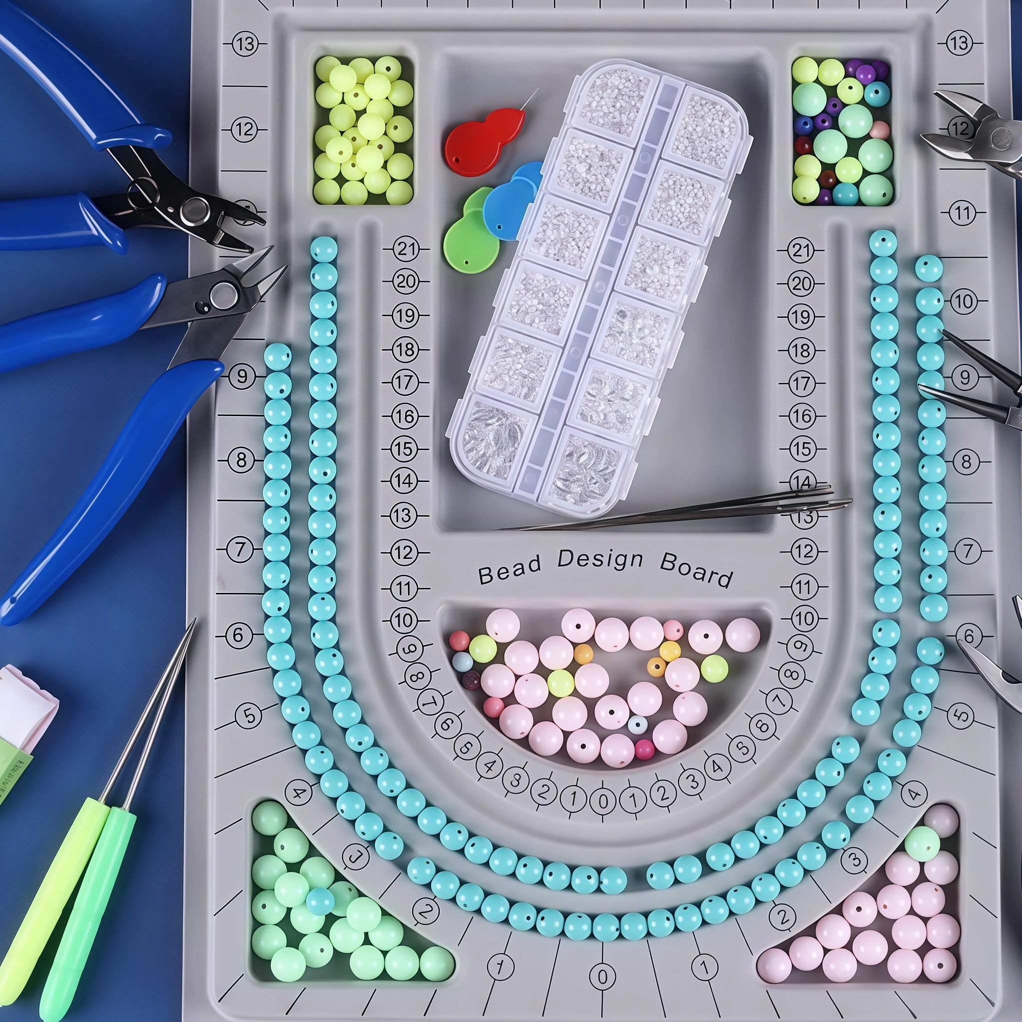 Pink-Tools, Making kit, DIY necklace making supplies, beading tray, for jewelry making beading design, jewelry pliers, necklace thumbnail 5