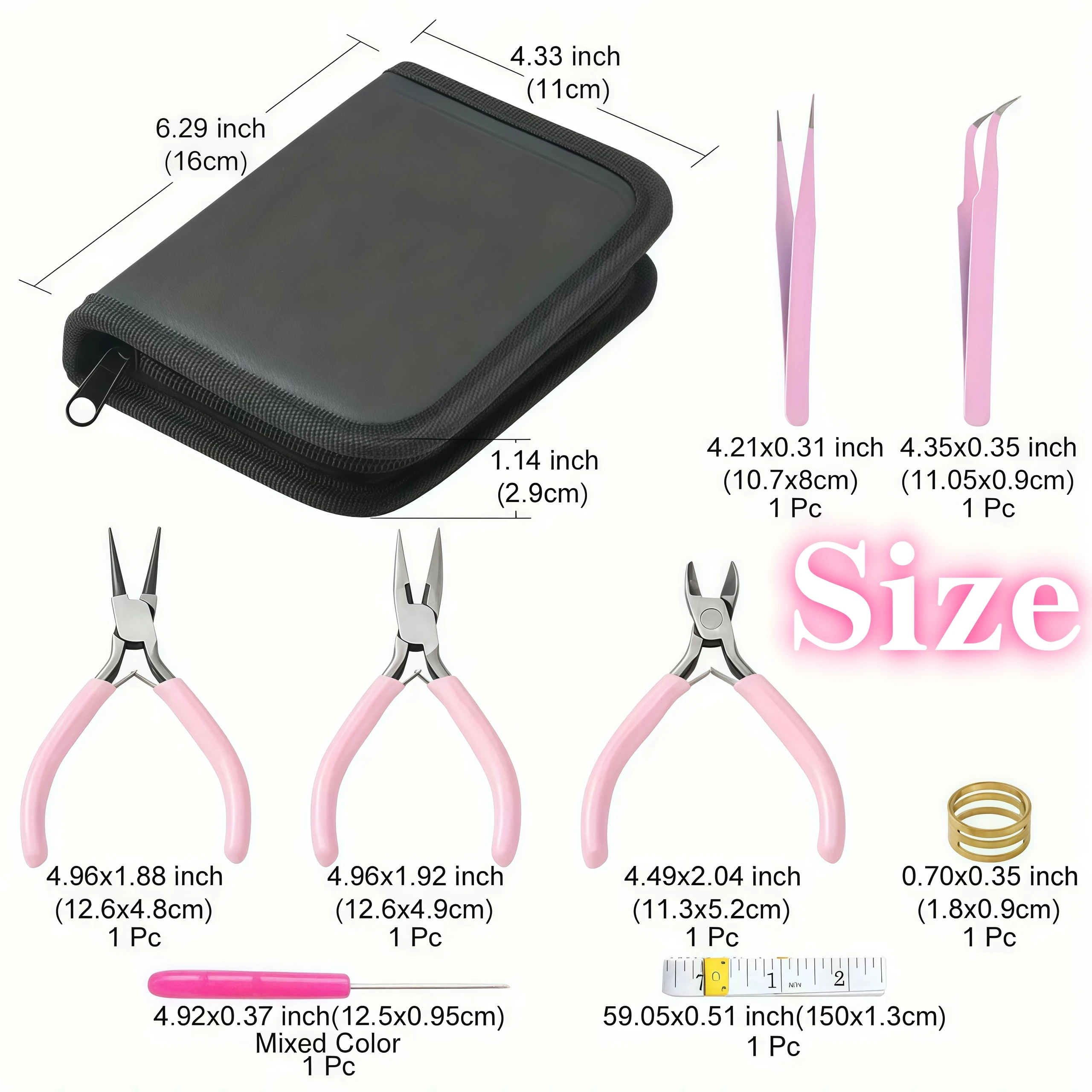 Pink-Tools, Making kit, DIY necklace making supplies, beading tray, for jewelry making beading design, jewelry pliers, necklace thumbnail 4