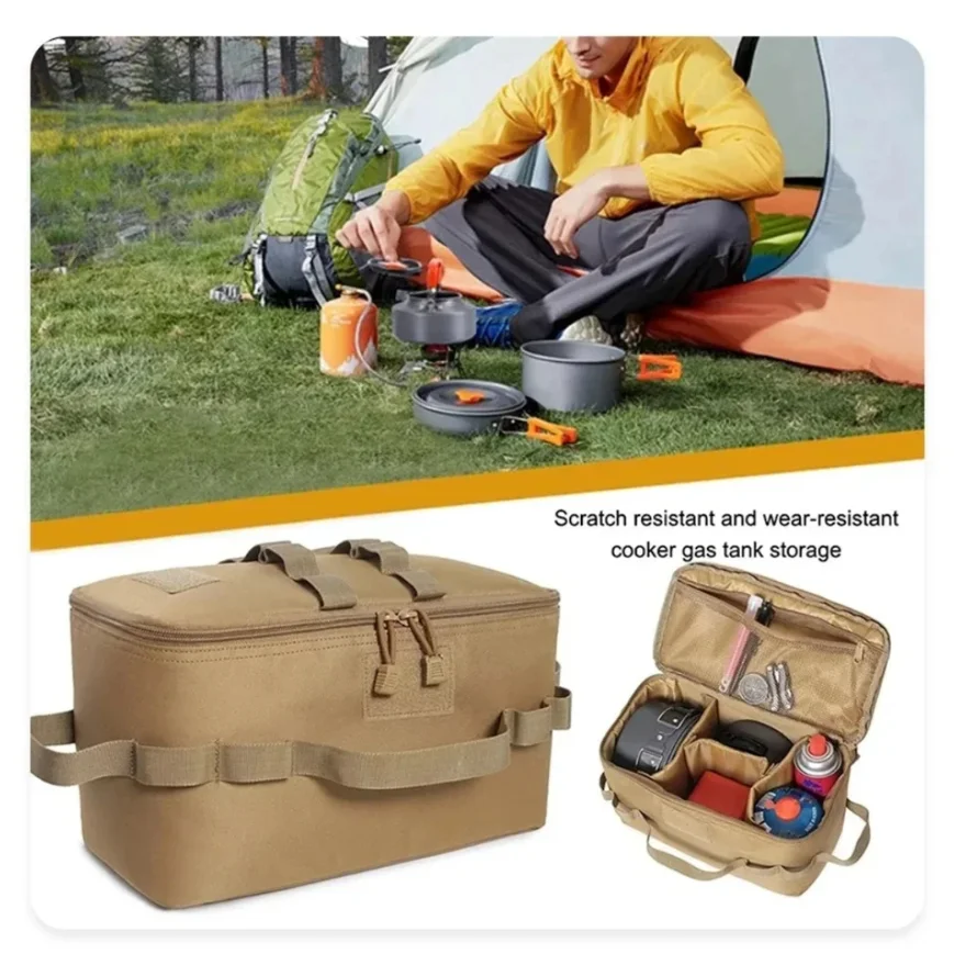 Heavy Duty Outdoor Camping Storage Bag with Large Capacity for Gas Stove Canister Pot and Cookware Utensils Organizer thumbnail 5