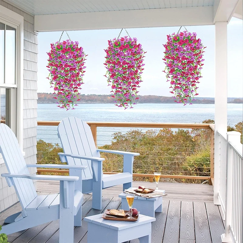 1/2Pcs Artificial Morning Glory Eucalyptus Wall Hanging Fake Violet Plants Hanging Flower Vines for Home Garden Weddings Decor thumbnail 2