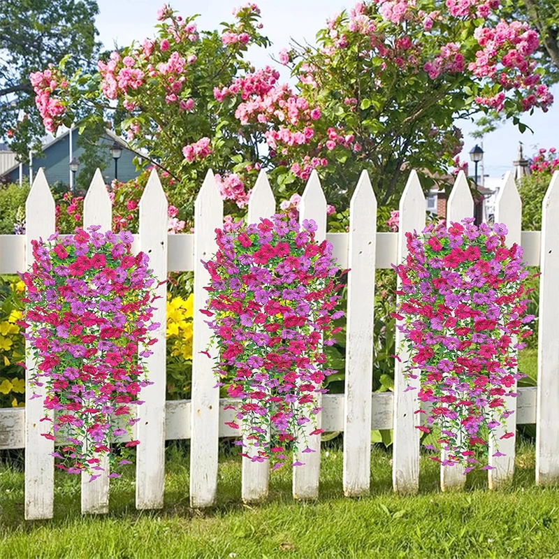 1/2Pcs Artificial Morning Glory Eucalyptus Wall Hanging Fake Violet Plants Hanging Flower Vines for Home Garden Weddings Decor thumbnail 4