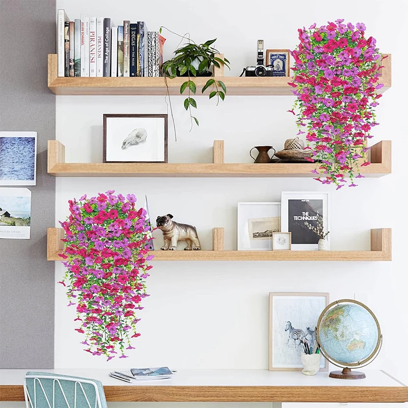 1/2Pcs Artificial Morning Glory Eucalyptus Wall Hanging Fake Violet Plants Hanging Flower Vines for Home Garden Weddings Decor thumbnail 3