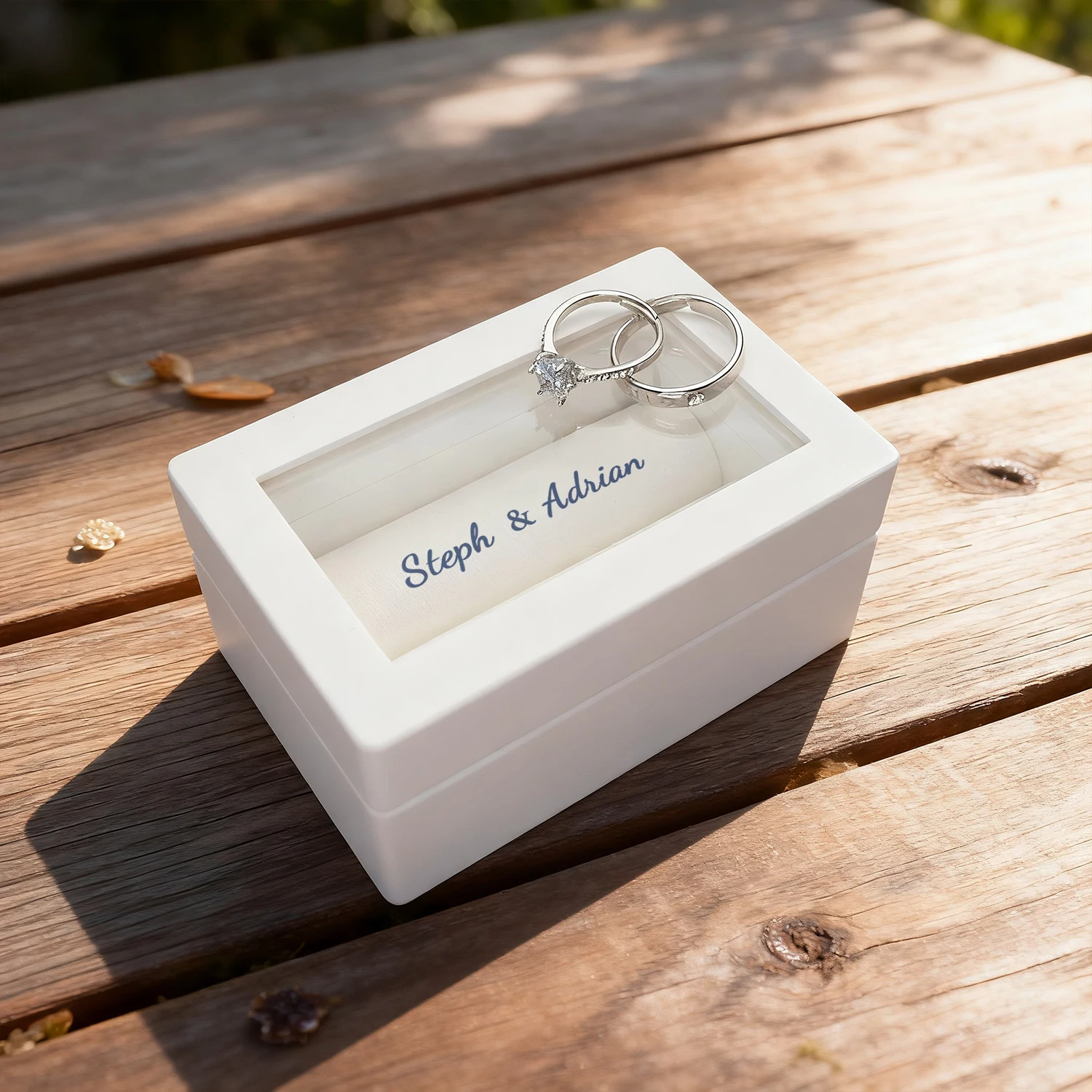 Personalized Wedding Ring Box Holder  Custom Wedding Ceremony Ring Box White Customised Name Ring box personalized high quality thumbnail 6