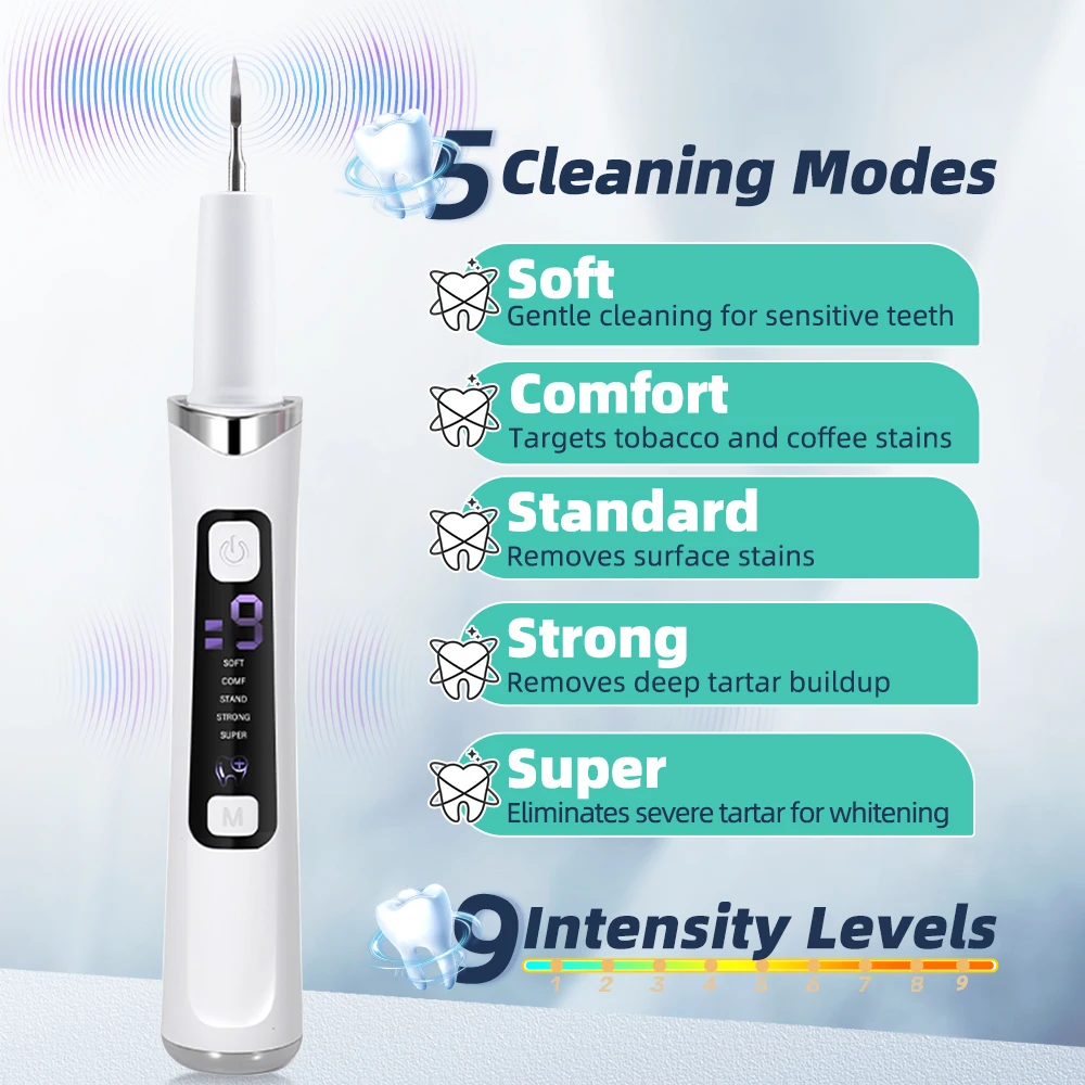 Electric Ultrasonic Dental Scaler 5 Modes Calculus Oral Tartar Remover Tooth Stain Cleaner Teeth Whitening Oral Care thumbnail 3
