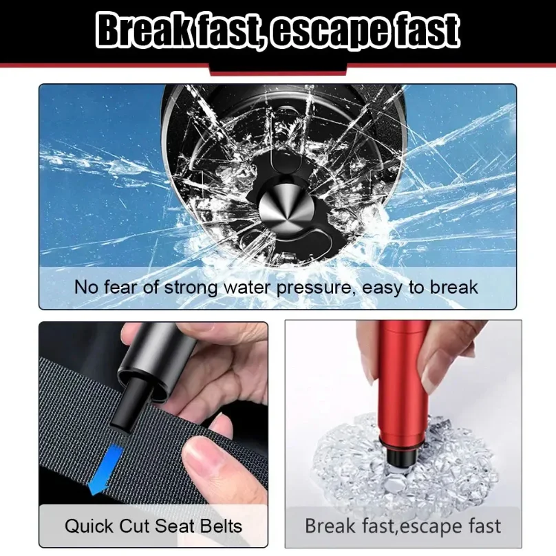2 in 1 Car Safety Hammer Emergency Escape Tool Tungsten Steel Tip Glass Breaker Seatbelt Cutter Auto Emergency Rescue Kit thumbnail 5