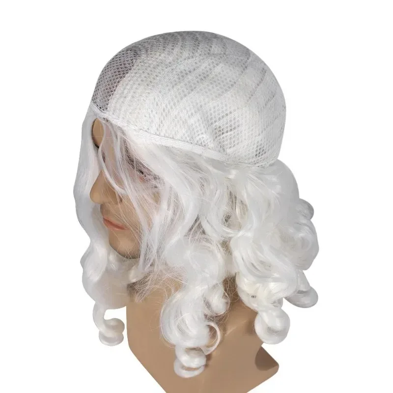 White Santa Claus Beard Wig Unisex Men Women Party Dress Up Accessories Christmas Cosplay Synthetic Wig Long Hair thumbnail 6
