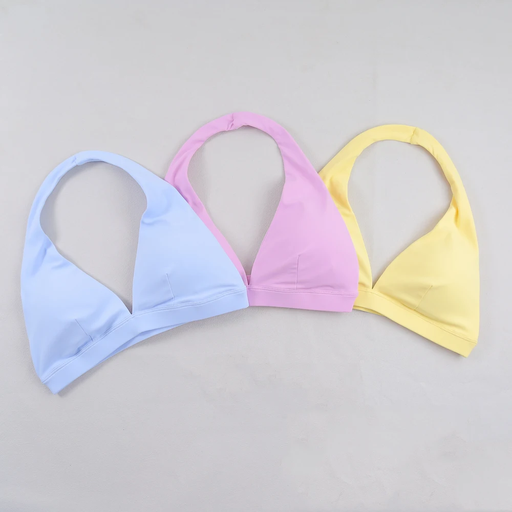 Women's V-neck Hanging Neck Cool Yoga Underwear Fitness Running Breathable Sexy Bra thumbnail 3