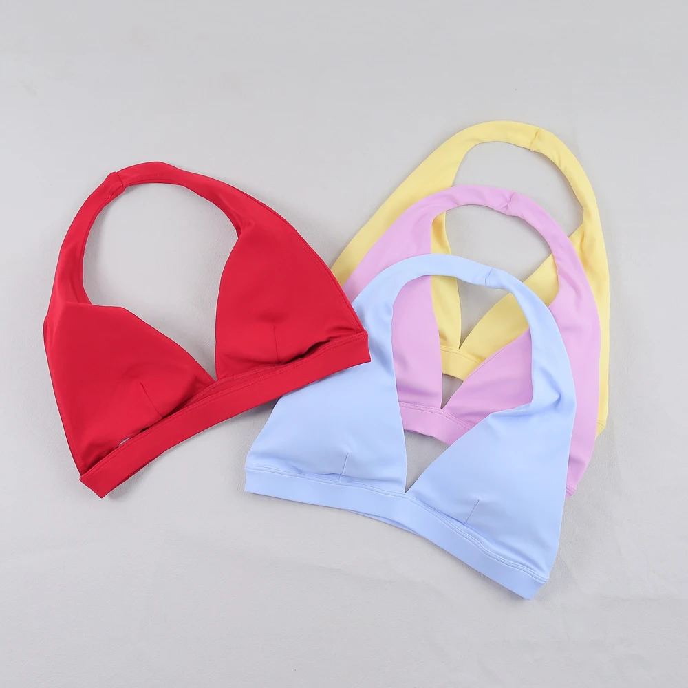 Women's V-neck Hanging Neck Cool Yoga Underwear Fitness Running Breathable Sexy Bra thumbnail 2