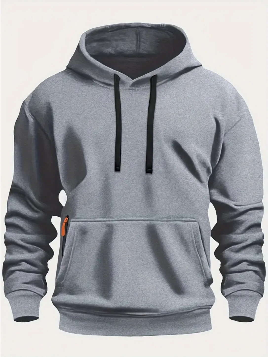 Fall/winter New Arrival Men's fleece Hoodie High Quality Solid Color Hooded Sweatshirt Male Fashionable street style sweatshirt thumbnail 4