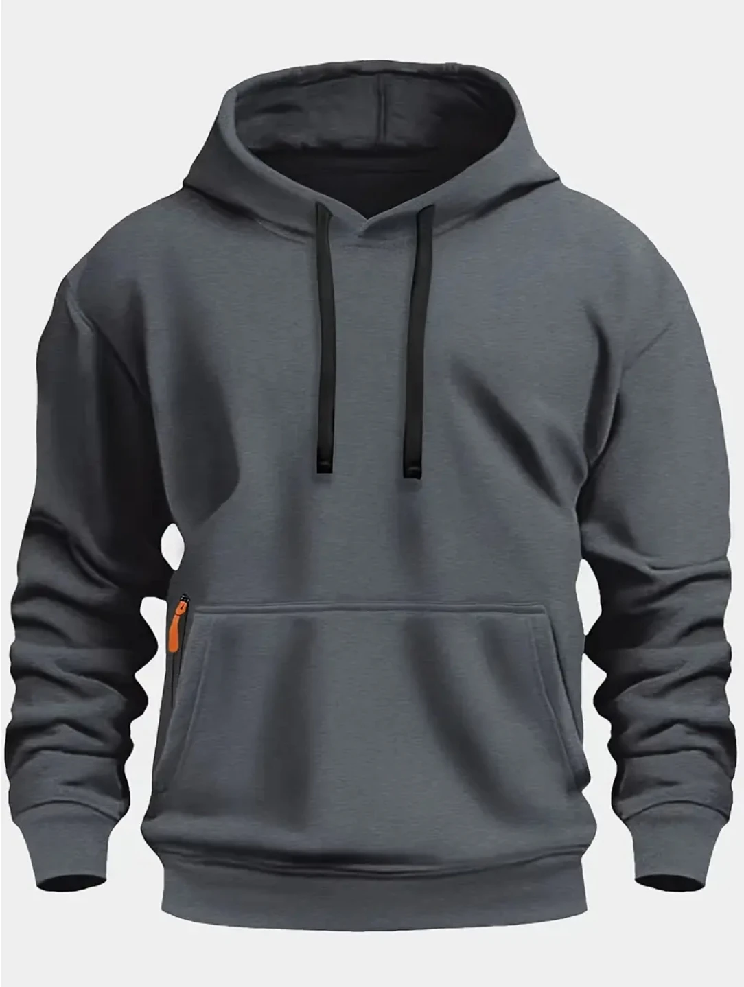 Fall/winter New Arrival Men's fleece Hoodie High Quality Solid Color Hooded Sweatshirt Male Fashionable street style sweatshirt thumbnail 2