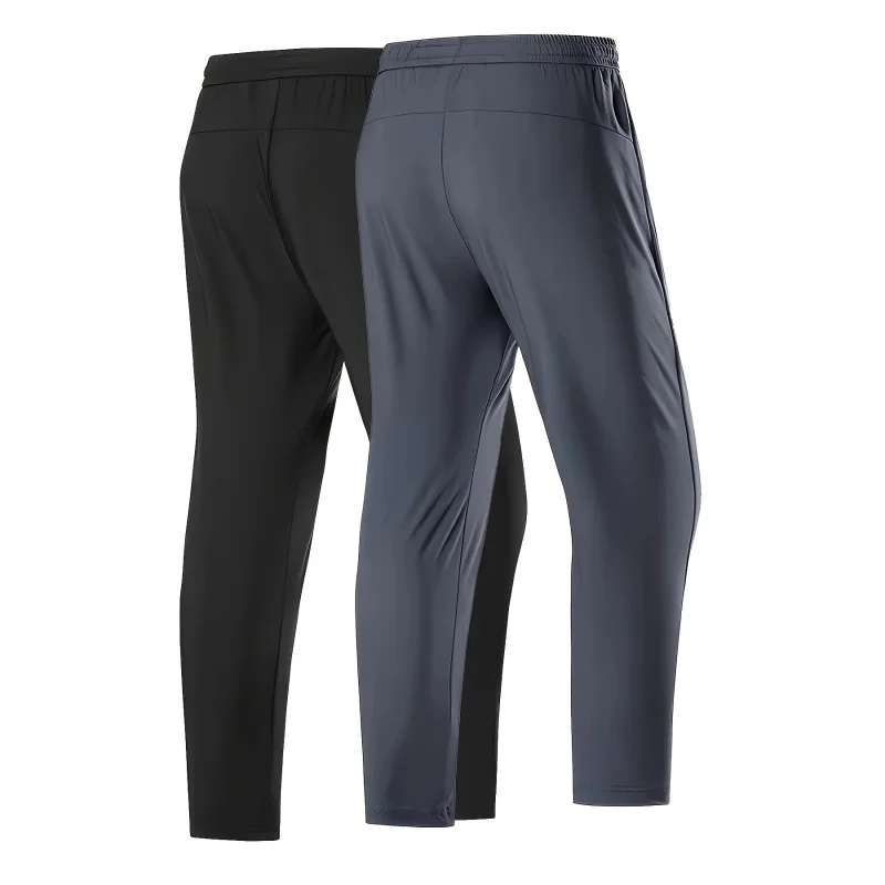 2Pcs Unisex Quick-drying Sweatpants Moisture-wicking Ice Fiber Elastic Waistband Breathable Straight Running Casual Baggy Pants thumbnail 2