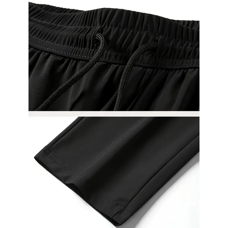 2Pcs Unisex Quick-drying Sweatpants Moisture-wicking Ice Fiber Elastic Waistband Breathable Straight Running Casual Baggy Pants thumbnail 6