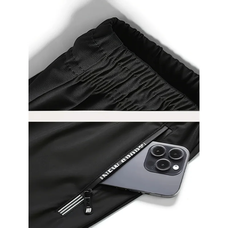 2Pcs Unisex Quick-drying Sweatpants Moisture-wicking Ice Fiber Elastic Waistband Breathable Straight Running Casual Baggy Pants thumbnail 4