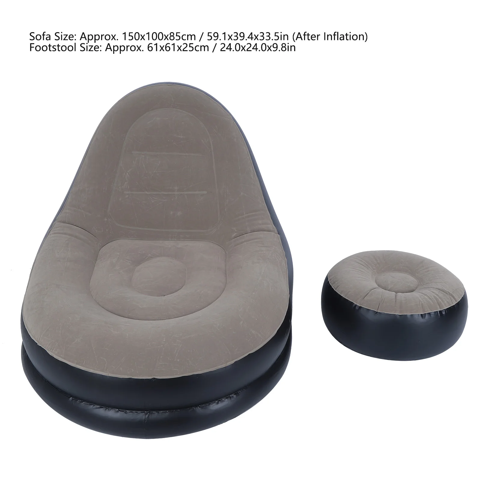 Modern Inflatable Folding Recliner Sofa Chair with Footstool for Living Room Balcony Garden thumbnail 2