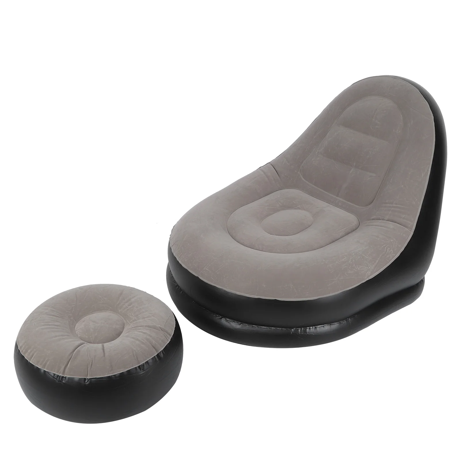 Modern Inflatable Folding Recliner Sofa Chair with Footstool for Living Room Balcony Garden thumbnail 3