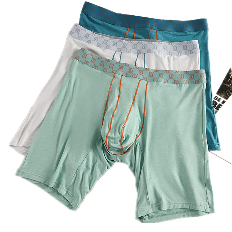 Mens Underwear Soft Bamboo Fiber Boxer Shorts Hombre Breathable U Convex Pouch Panites Long Underpant Male Trunks Cueca L-XXL