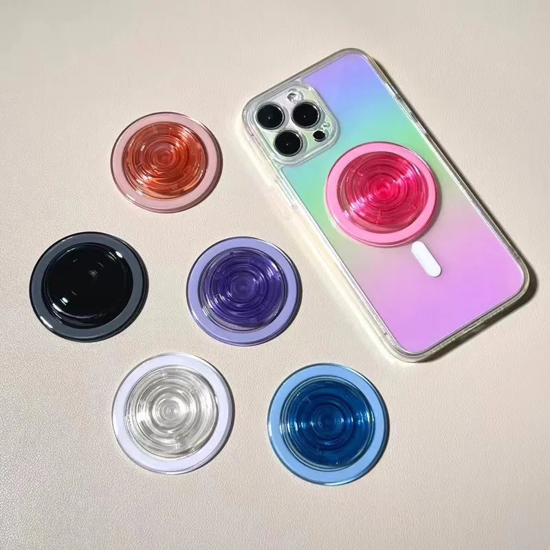 For Magsafe Magnetic Phone Grip Tok Griptok Stand For iPhone Funny Foldable Wireless Charging Holder Pink round thumbnail 2