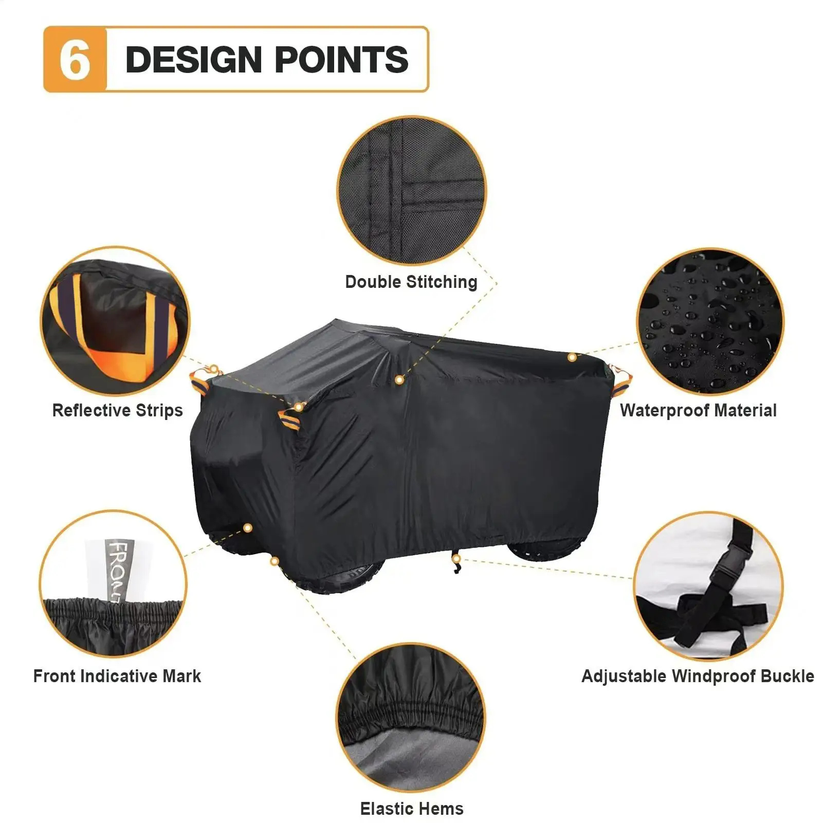 Outdoor ATV Cover Waterproof Protective Cover UV-resistant Dustproof Outdoor Black Beach Bike Scooter Kart Motorcycle Cover thumbnail 5