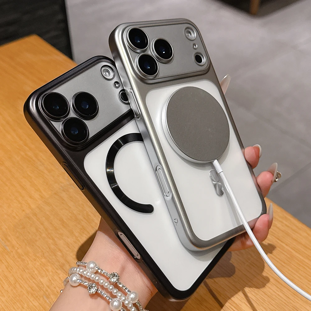 Luxury Matte Translucent Magnetic Case For iPhone 17 Pro Max 17Pro 17 Air For Magsafe Wireless Charging Camera Protector Cover thumbnail 5