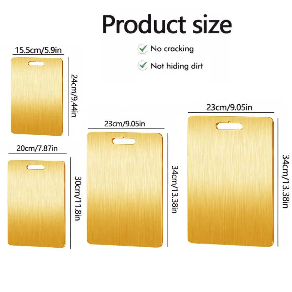 Golden Stainless Steel Chopping Board Double Sided Thickened Kitchen Kneading Dough Board Antimicrobial Cutting Block thumbnail 6