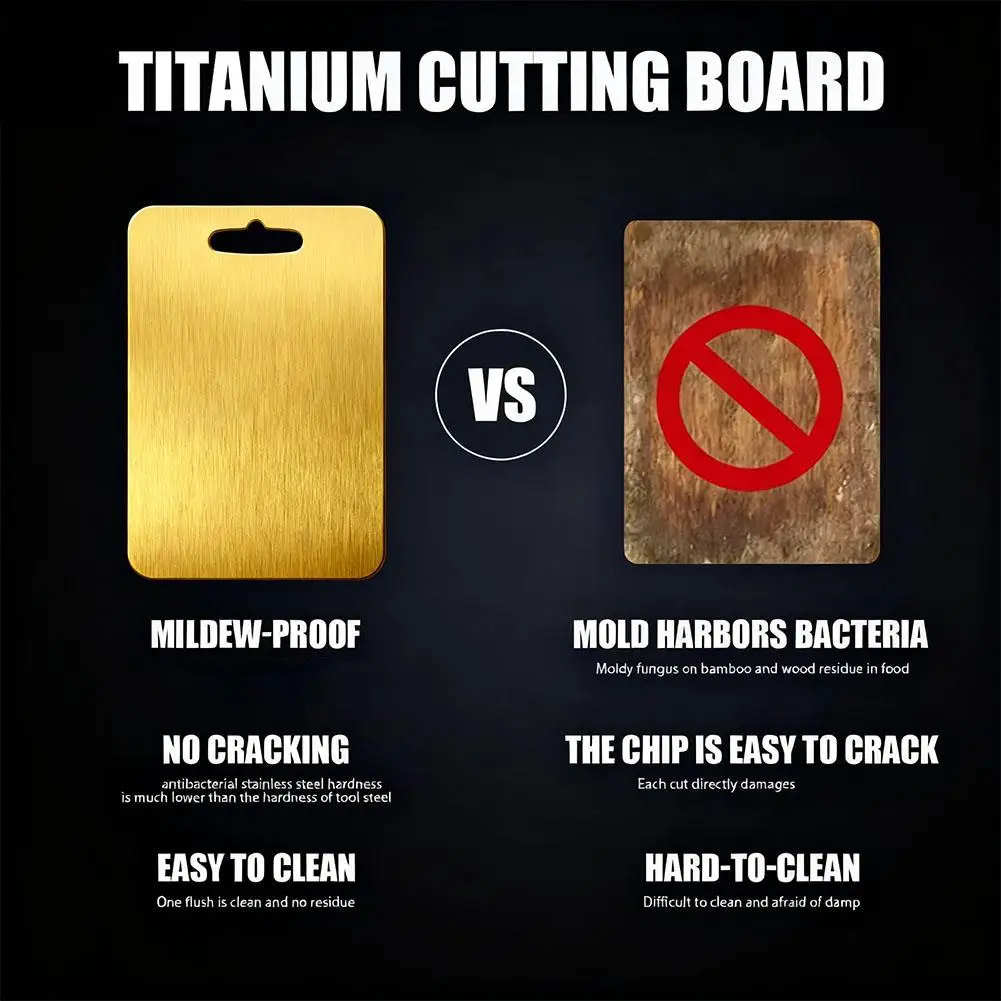 Golden Stainless Steel Chopping Board Double Sided Thickened Kitchen Kneading Dough Board Antimicrobial Cutting Block thumbnail 2