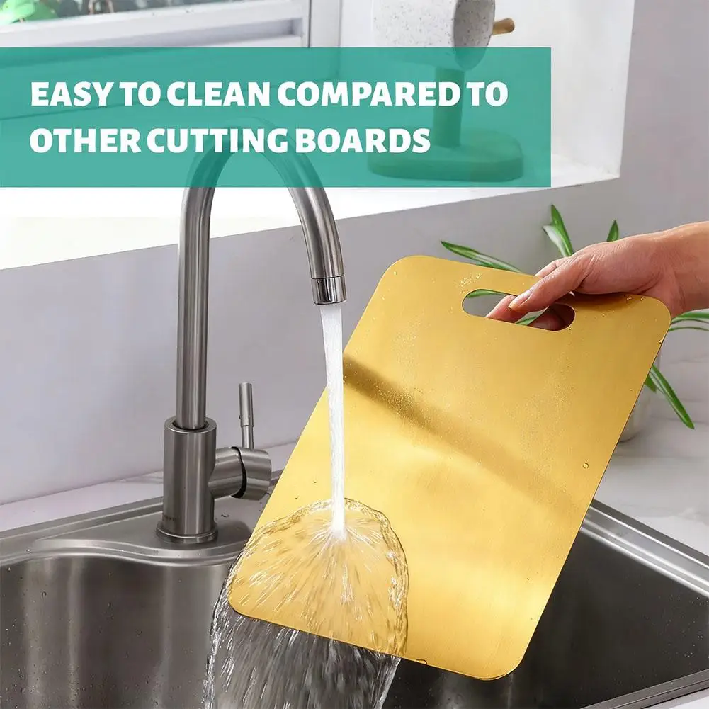 Golden Stainless Steel Chopping Board Double Sided Thickened Kitchen Kneading Dough Board Antimicrobial Cutting Block thumbnail 5