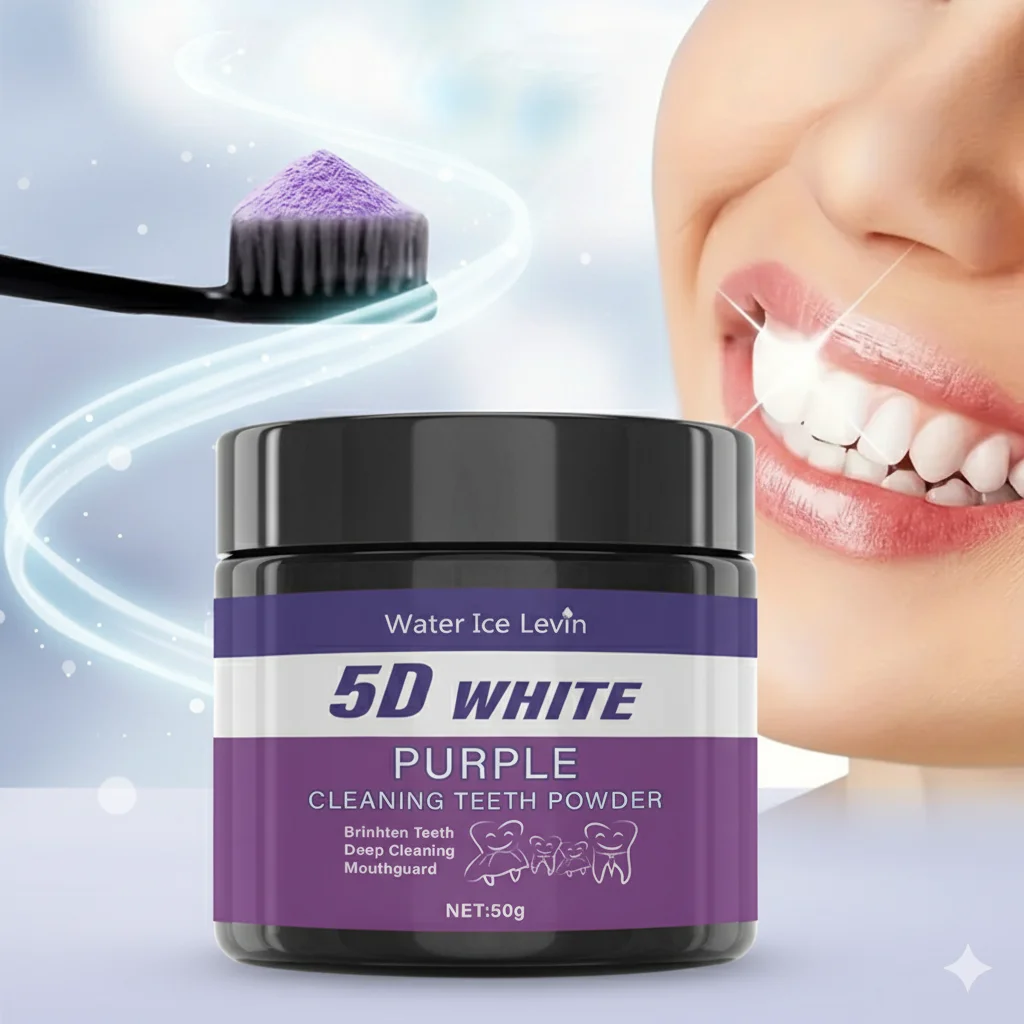 Purple Teeth Whitening Powder - Charcoal Deep Clean & Stain Removal, Fresh Breath, Winter Oral Care for a Brighter Smile thumbnail 5