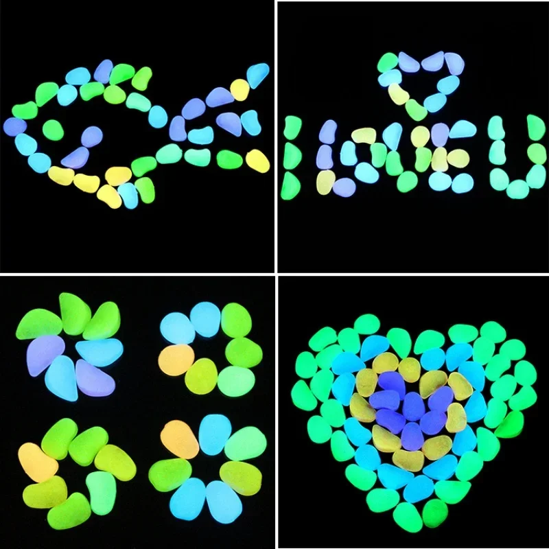 100pcs Glow In The Dark Pebbles, Resin Luminous Stones For Landscape, Garden Paths, Potted Plants, Parks, Aquarium Decor, thumbnail 2