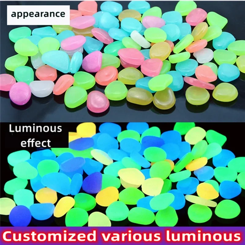 100pcs Glow In The Dark Pebbles, Resin Luminous Stones For Landscape, Garden Paths, Potted Plants, Parks, Aquarium Decor, thumbnail 3