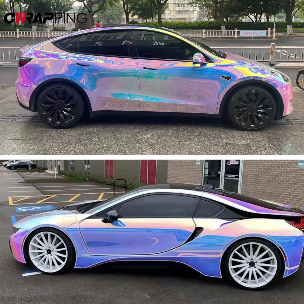 Rainbow Electroplating Film Waterproof Motorcycle Stickers for Car Tuning Auto Accessories Motorcycles Automotive Vinyl Wrap
