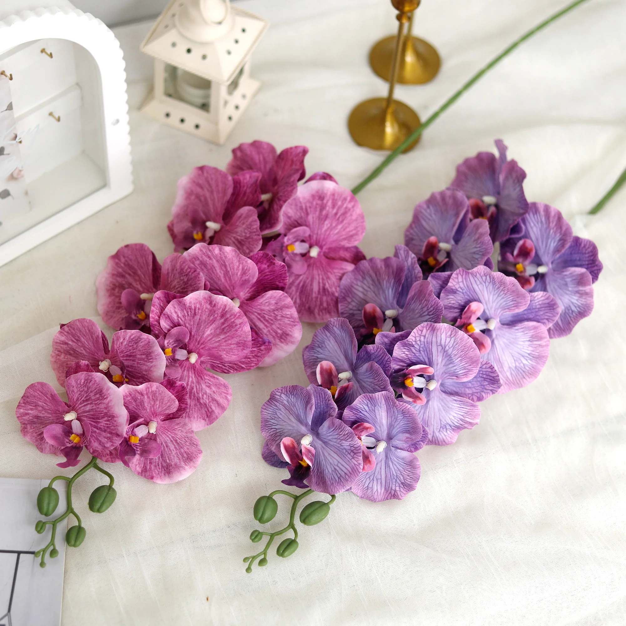 98cm 3D New Artificial Phalaenopsis Flower Branches Real Touch Faux Butterfly Orchid Stems Wedding Home Table Autumn Xmas Decor thumbnail 2