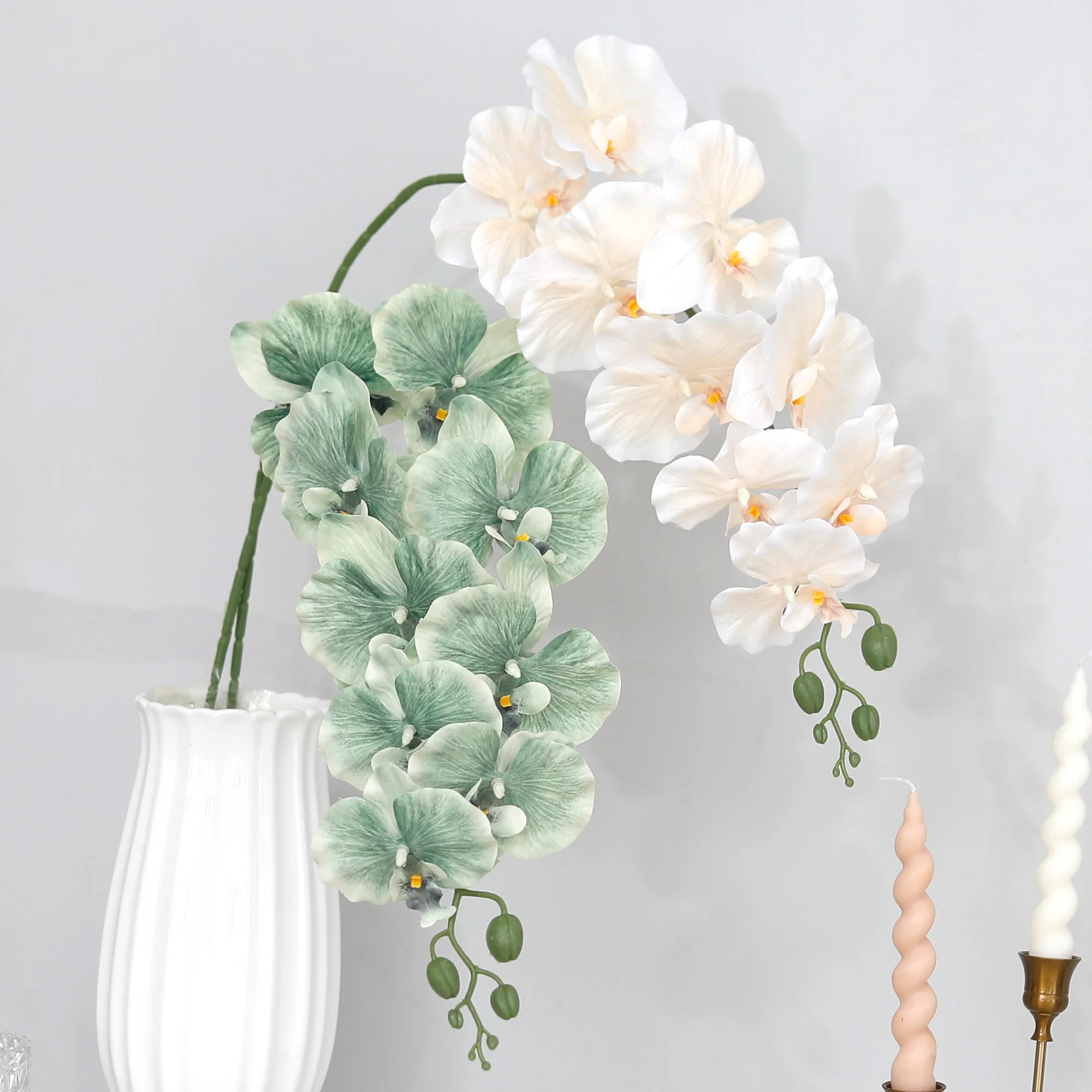 98cm 3D New Artificial Phalaenopsis Flower Branches Real Touch Faux Butterfly Orchid Stems Wedding Home Table Autumn Xmas Decor thumbnail 5