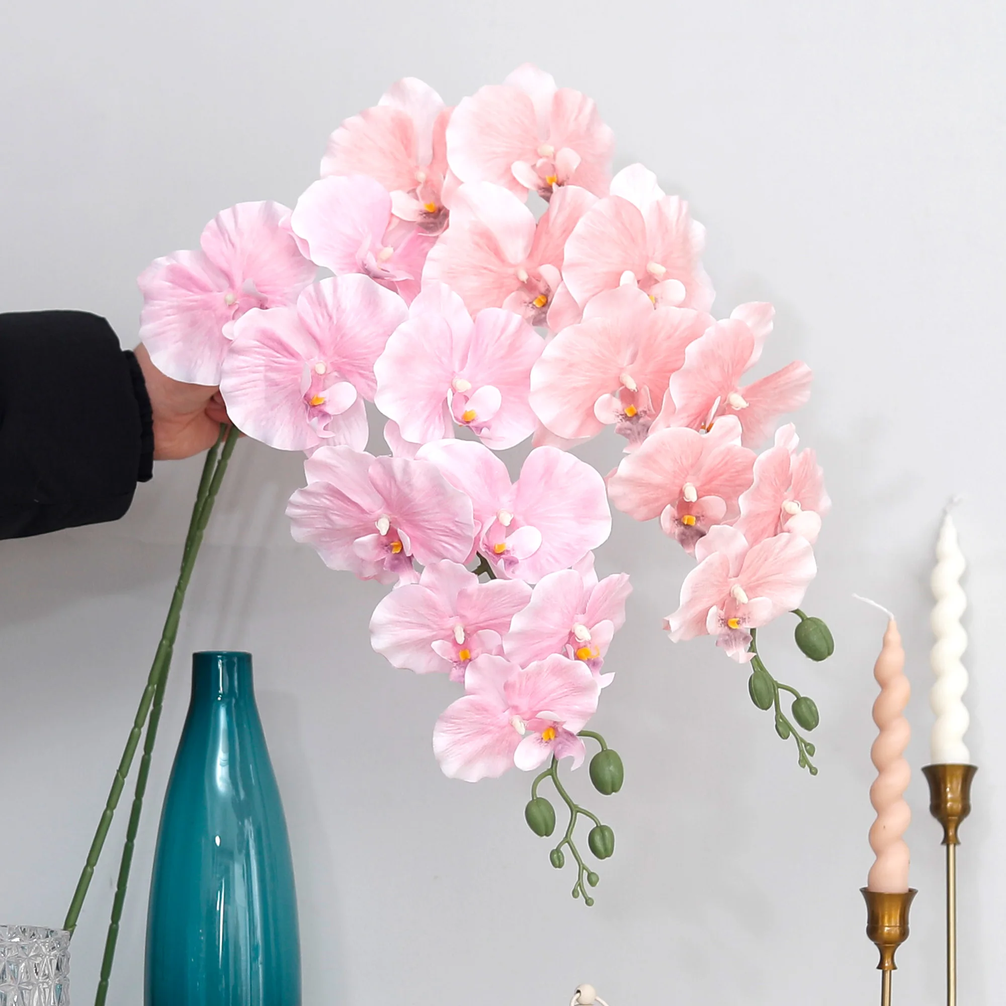 98cm 3D New Artificial Phalaenopsis Flower Branches Real Touch Faux Butterfly Orchid Stems Wedding Home Table Autumn Xmas Decor thumbnail 3