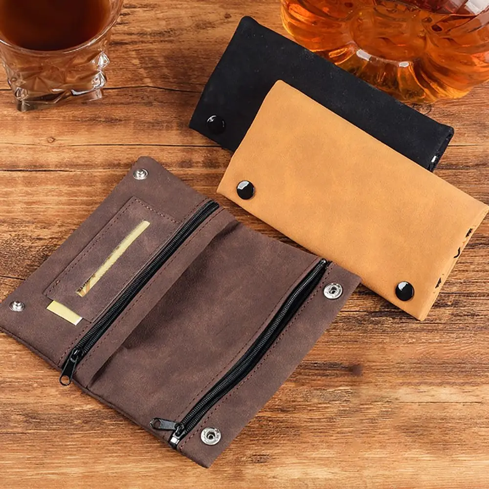 Multifunctional Frosted Leather Tobacco Lighter Pouch Foldable Portable Cigarette Bag Smoking Accessorie Tobacco Storage Bag thumbnail 2