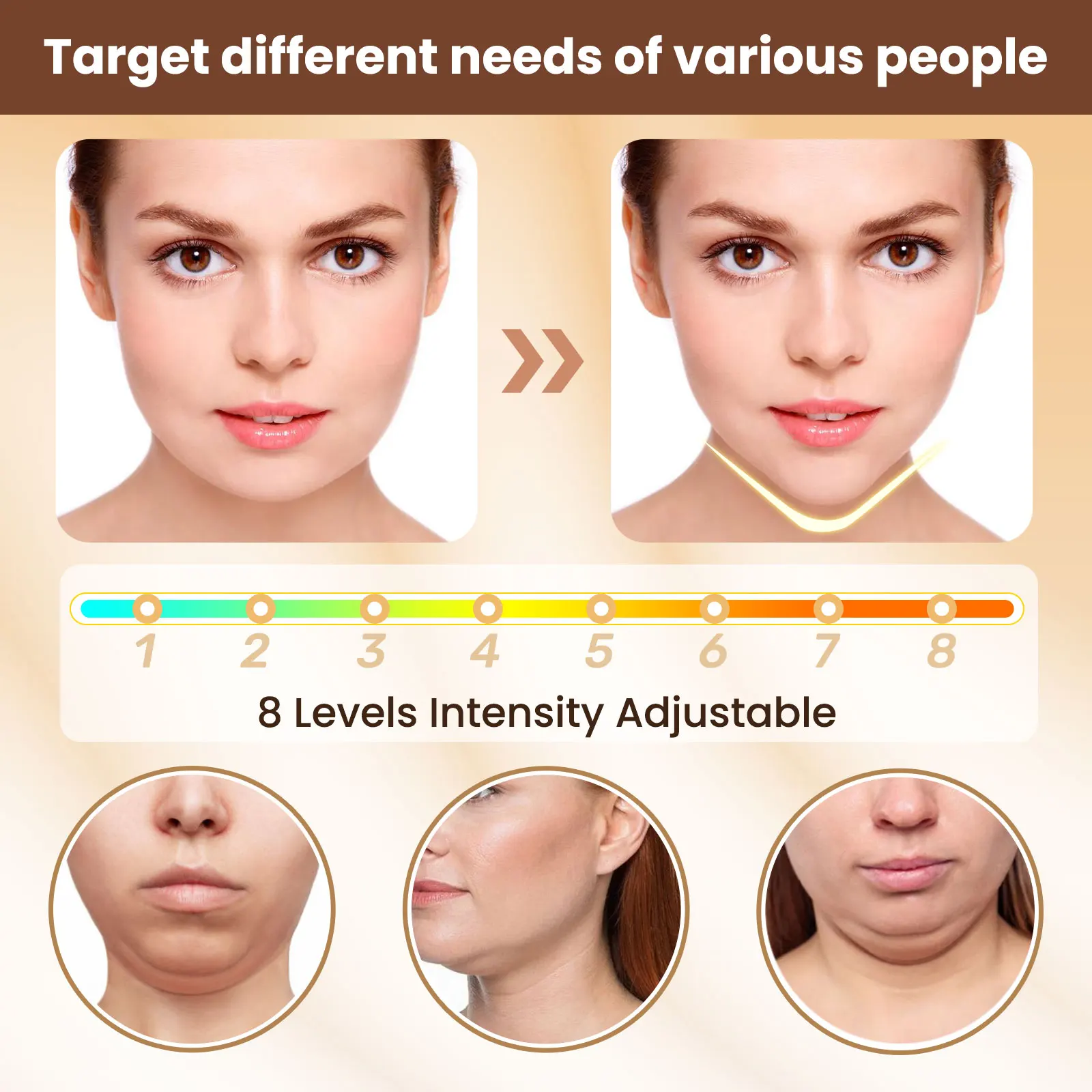 Electric EMS V Face Lifting Beauty Device 6 Modes 8 Levels Micro-current Facial Firming Massager Double Chin Removal Skin Care thumbnail 5