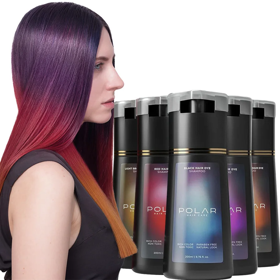 Hair Dye Shampoo For Gray Hair For Women Men Natural Hair Dye Kit Semi Permanent Hair Dye Shampoo Black Brown Purple 200ml thumbnail 5