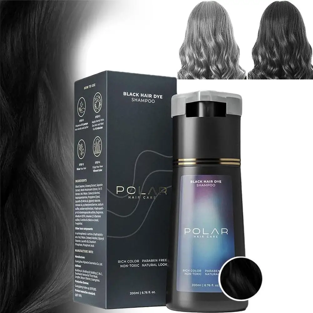 Hair Dye Shampoo For Gray Hair For Women Men Natural Hair Dye Kit Semi Permanent Hair Dye Shampoo Black Brown Purple 200ml thumbnail 6