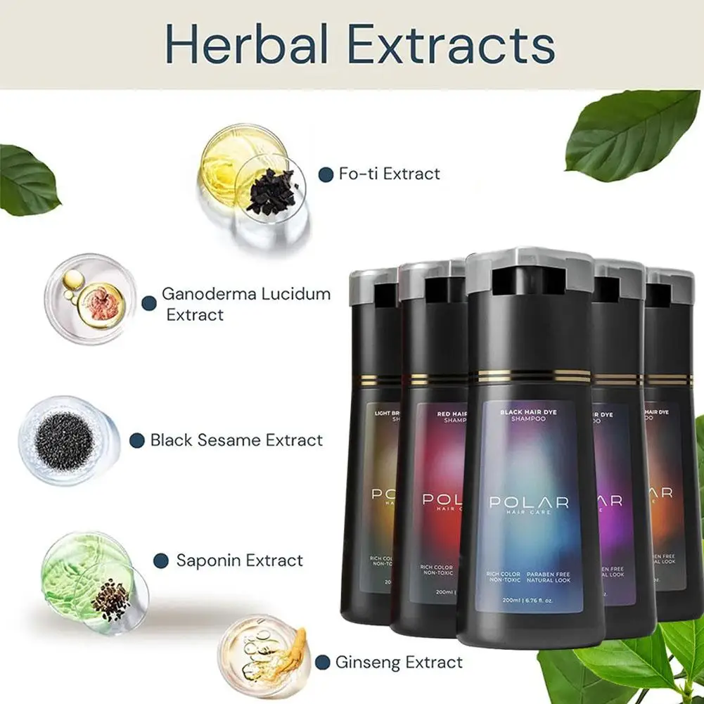 Hair Dye Shampoo For Gray Hair For Women Men Natural Hair Dye Kit Semi Permanent Hair Dye Shampoo Black Brown Purple 200ml thumbnail 3