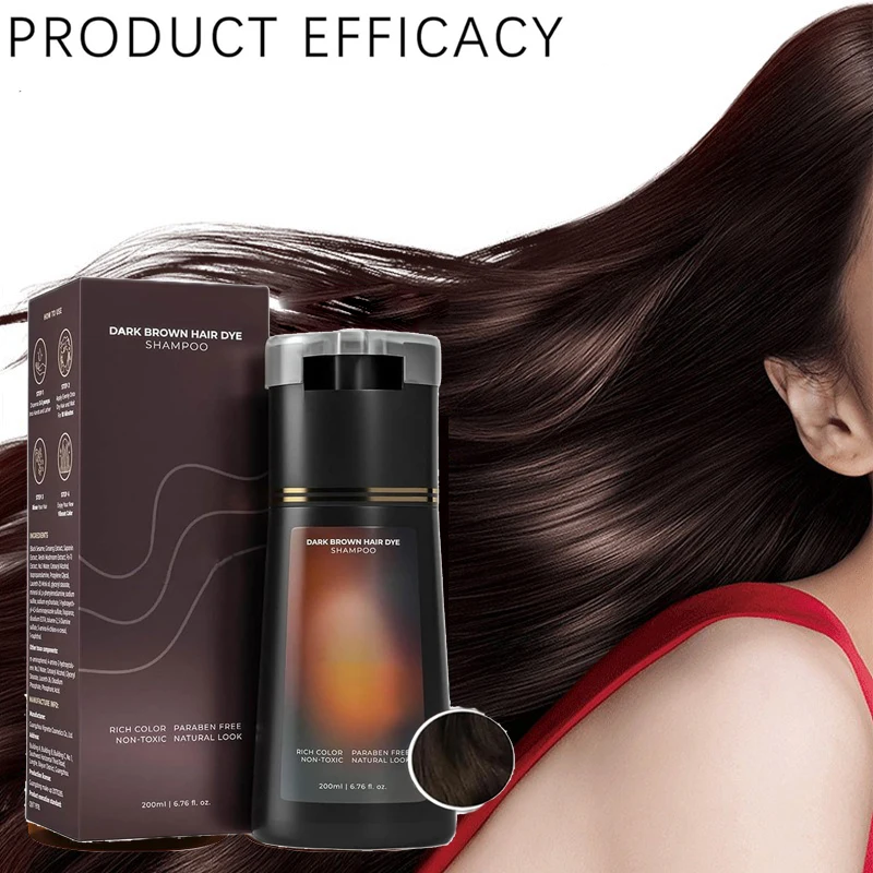Hair Dye Shampoo For Gray Hair For Women Men Natural Hair Dye Kit Semi Permanent Hair Dye Shampoo Black Brown Purple 200ml thumbnail 4