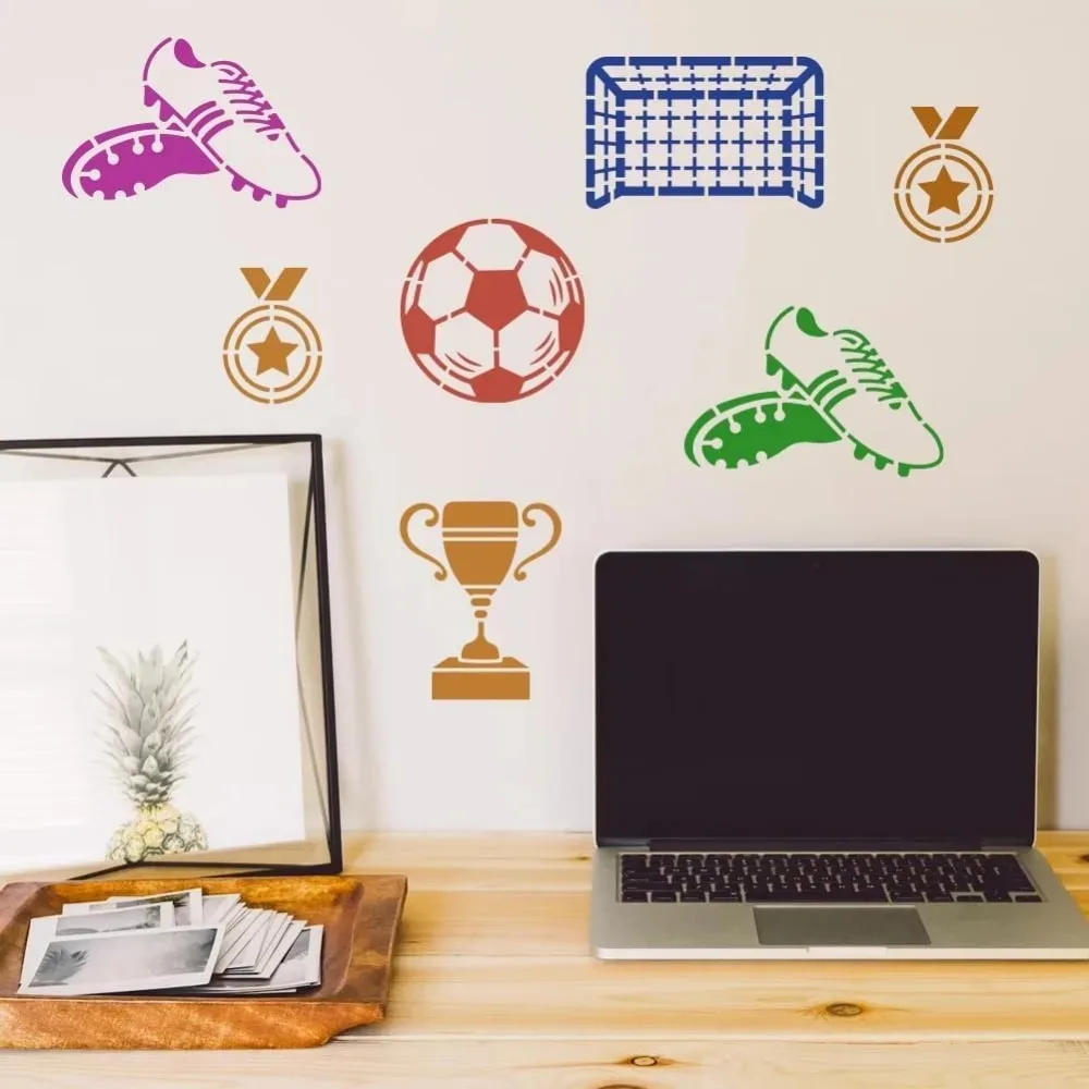 Football Painting Stencils Reusable Craft Stencils Football Theme Drawing Stencil Hollow Out Soccer Border Stencil for Painting thumbnail 4