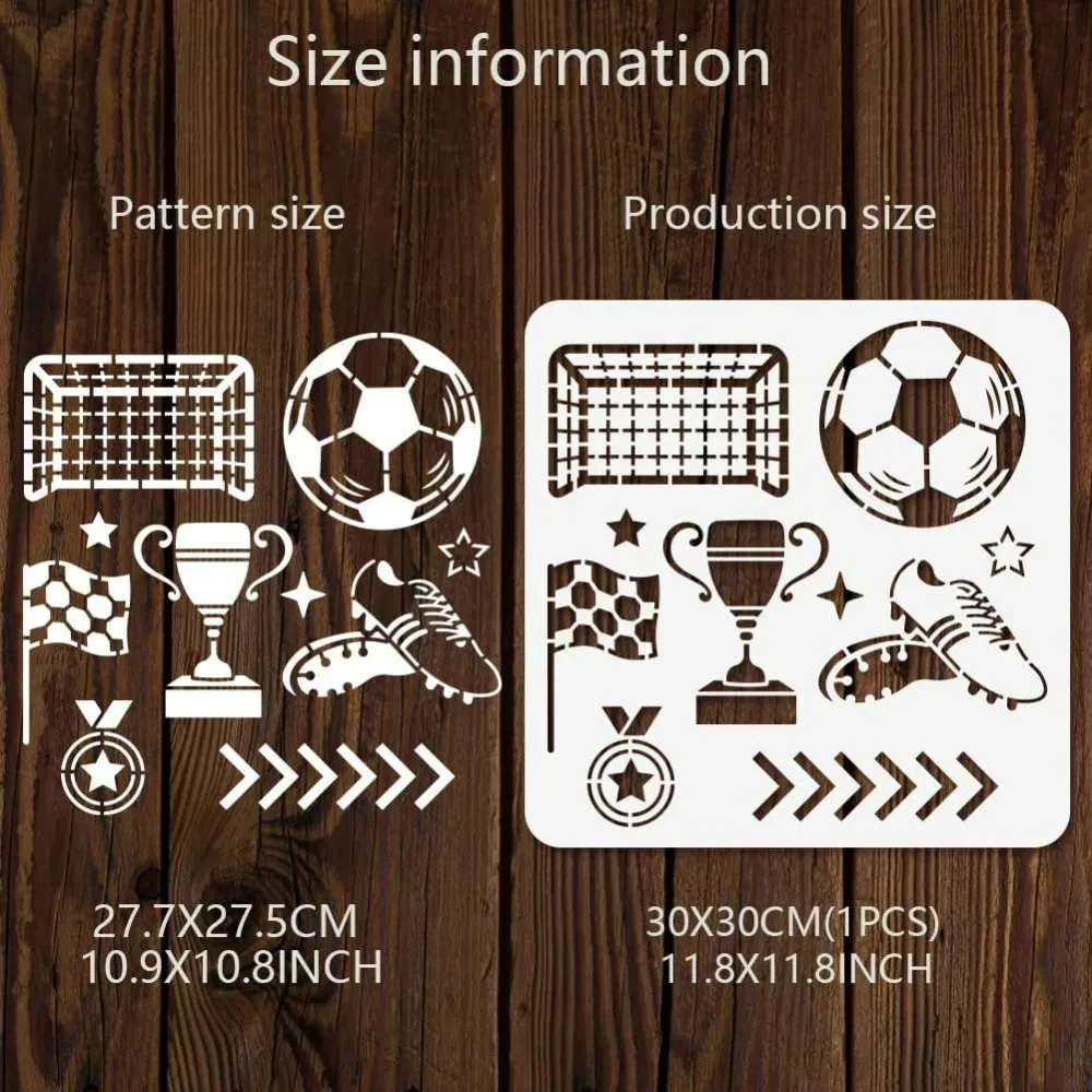 Football Painting Stencils Reusable Craft Stencils Football Theme Drawing Stencil Hollow Out Soccer Border Stencil for Painting thumbnail 2