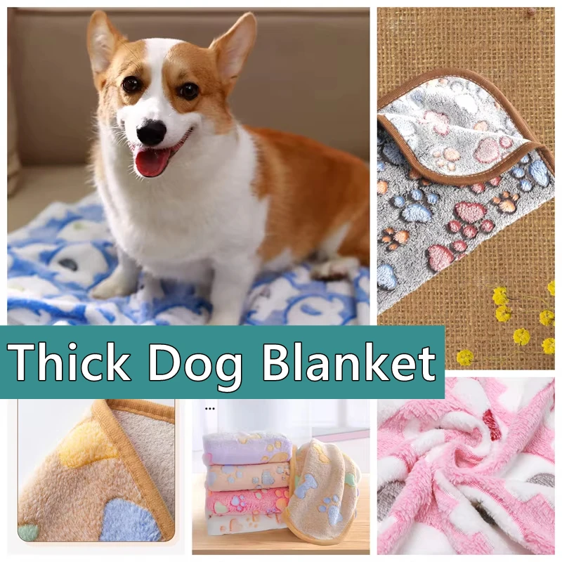 Winter Warm Flannel Pet Blanket Soft Fluffy Dog Cover Blanket Printed Cat Nest Pad Coral Fleece Bed Sheet Thicken Sofa Carpet