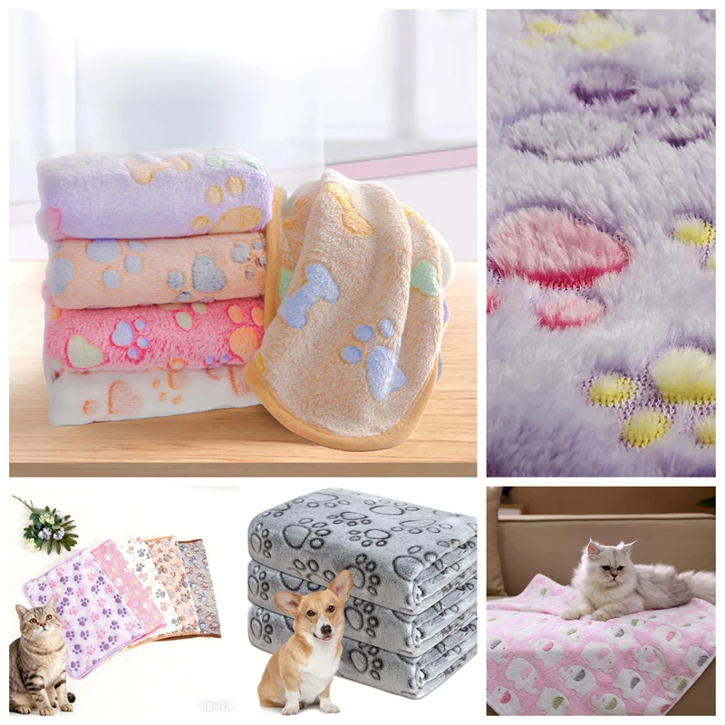 Winter Warm Flannel Pet Blanket Soft Fluffy Dog Cover Blanket Printed Cat Nest Pad Coral Fleece Bed Sheet Thicken Sofa Carpet thumbnail 3