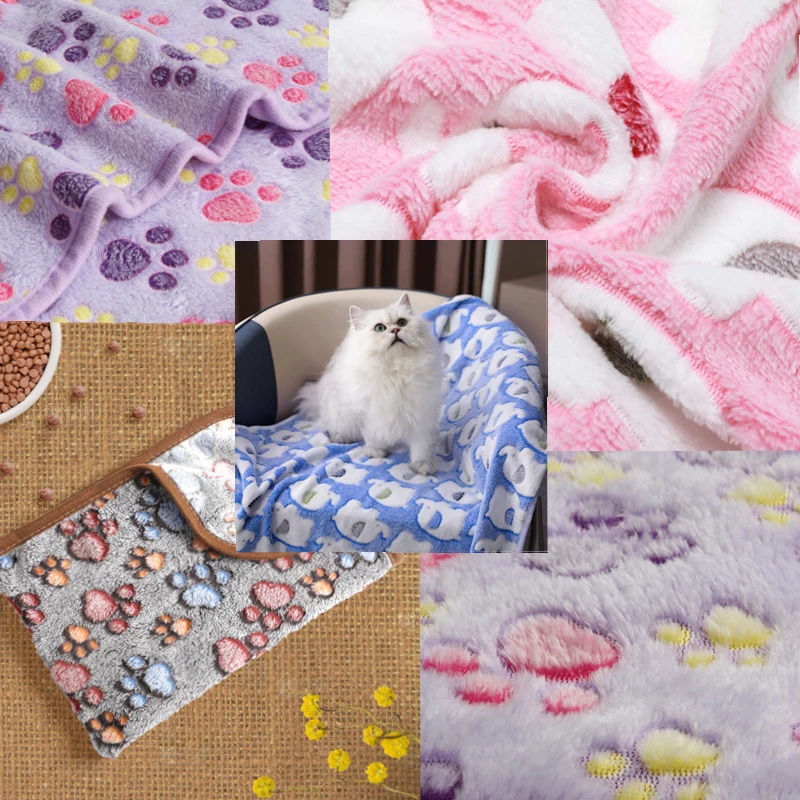 Winter Warm Flannel Pet Blanket Soft Fluffy Dog Cover Blanket Printed Cat Nest Pad Coral Fleece Bed Sheet Thicken Sofa Carpet thumbnail 2