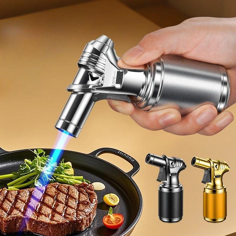Butane Torch Gas Lighter Windproof Metal Inflatale Smoking Accessories and Outdoor Cigar Ignition Tool High Flame Flamethrower thumbnail 3