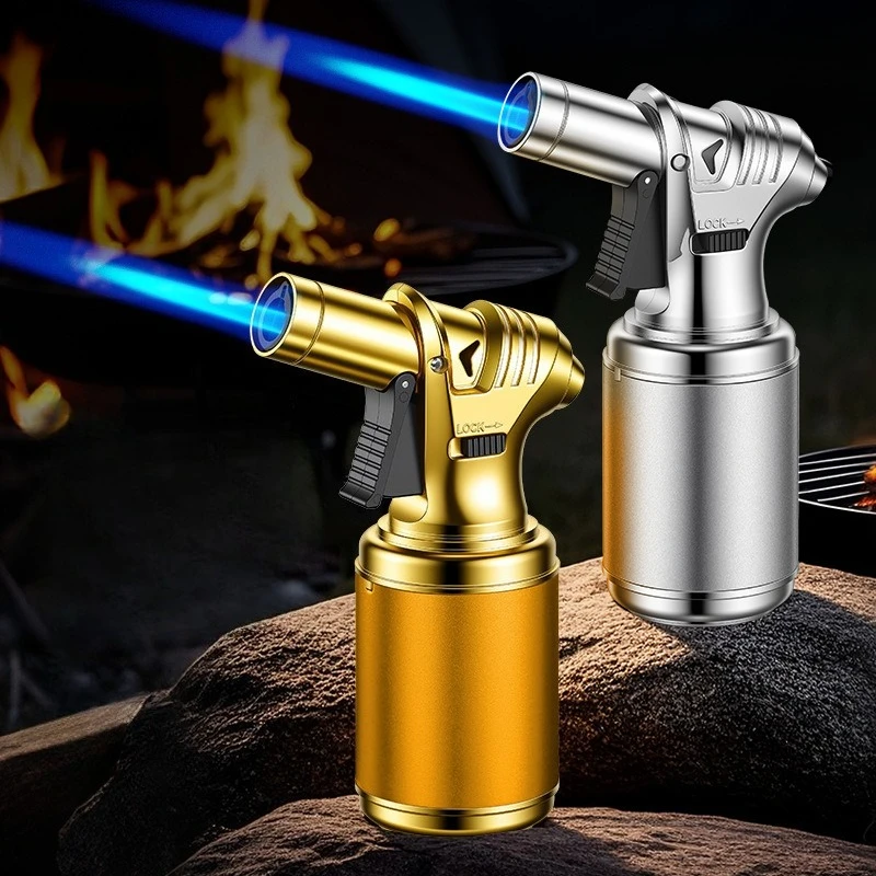 Butane Torch Gas Lighter Windproof Metal Inflatale Smoking Accessories and Outdoor Cigar Ignition Tool High Flame Flamethrower thumbnail 2