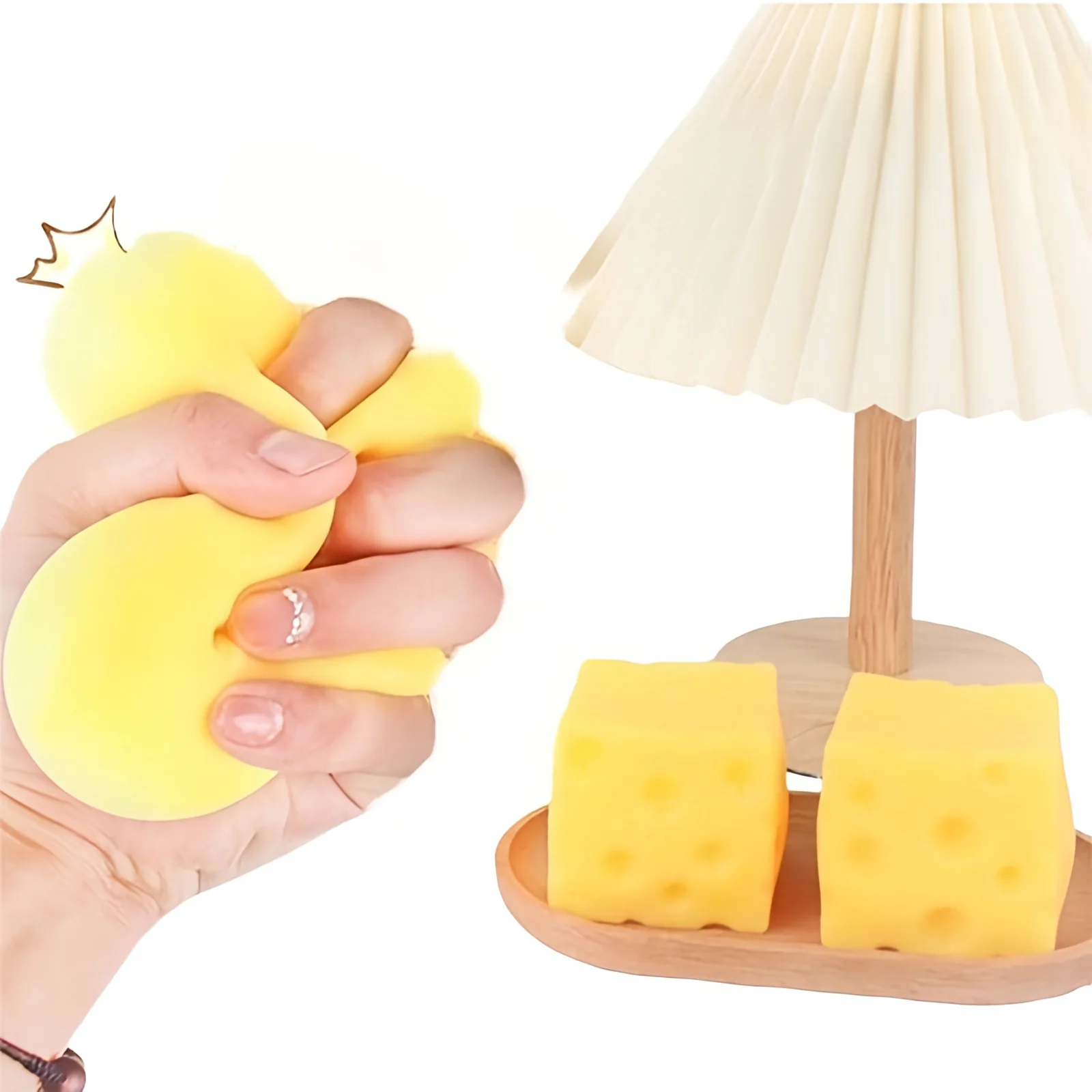 Squishy Square Cheese Squeeze Toys Slow Rebound Push Stress Relief Sensory Toy Soft Butter Cheese Fidget Toy Christmas Present thumbnail 6