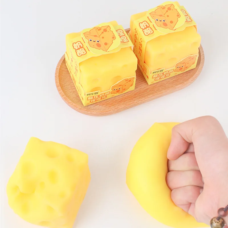 Squishy Square Cheese Squeeze Toys Slow Rebound Push Stress Relief Sensory Toy Soft Butter Cheese Fidget Toy Christmas Present thumbnail 3