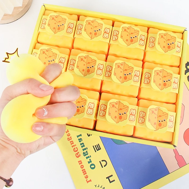 Squishy Square Cheese Squeeze Toys Slow Rebound Push Stress Relief Sensory Toy Soft Butter Cheese Fidget Toy Christmas Present thumbnail 4